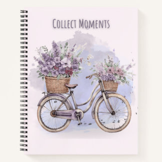 Carnet Vélo vintage à fleurs - Aquarelle