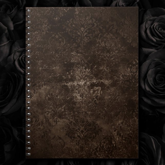 Carnet Velvety Bronze Damask | Grunge baroque Brown (Créateur téléchargé)