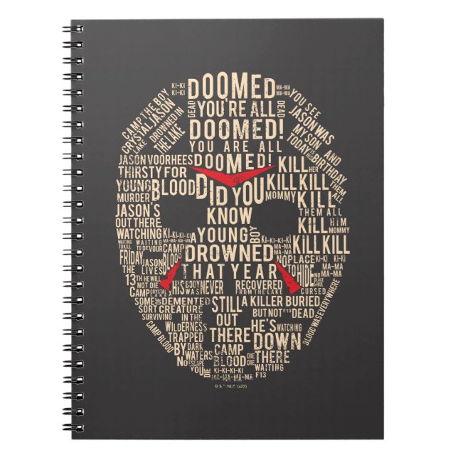 Carnet Vendredi 13 | Masque de hockey typographique (Devant)