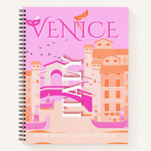 Carnet Venice Travel Art, Italie, Travel Art, Rétro, Rose