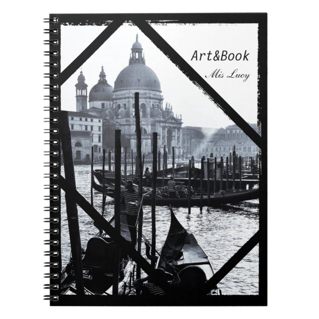 Carnet Venise, Architecture, Gondolas en BW (Carnet) (Devant)