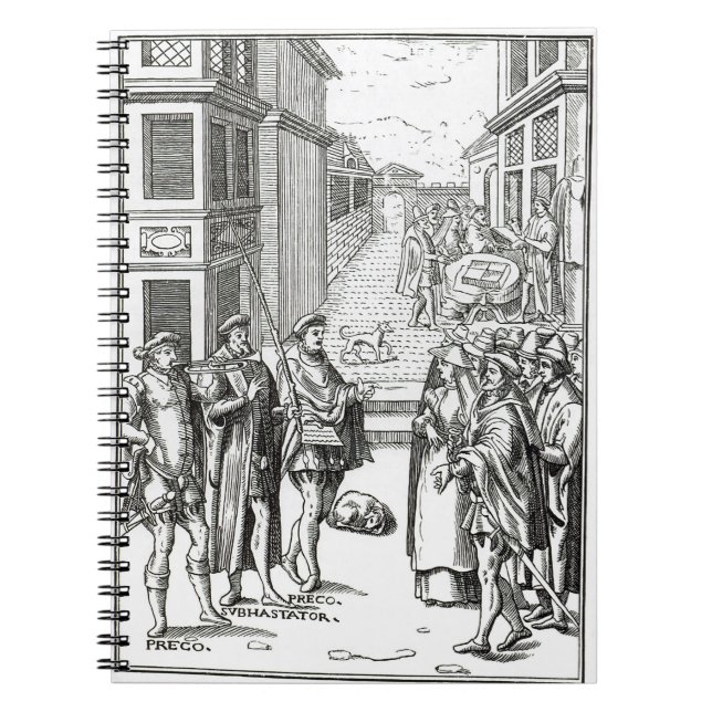 Carnet Vente par le crieur public, après une gravure sur (Devant)