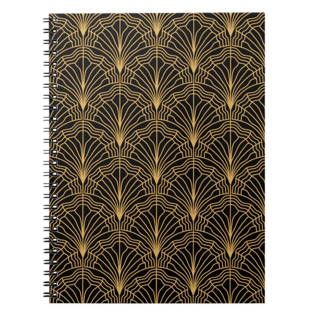 Carnet Ventilateur Art déco : Jaune géométrique Noir (Devant)