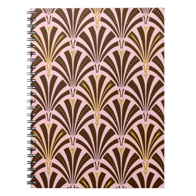 Carnet Ventilateur Art déco motif - chocolat rose (Devant)