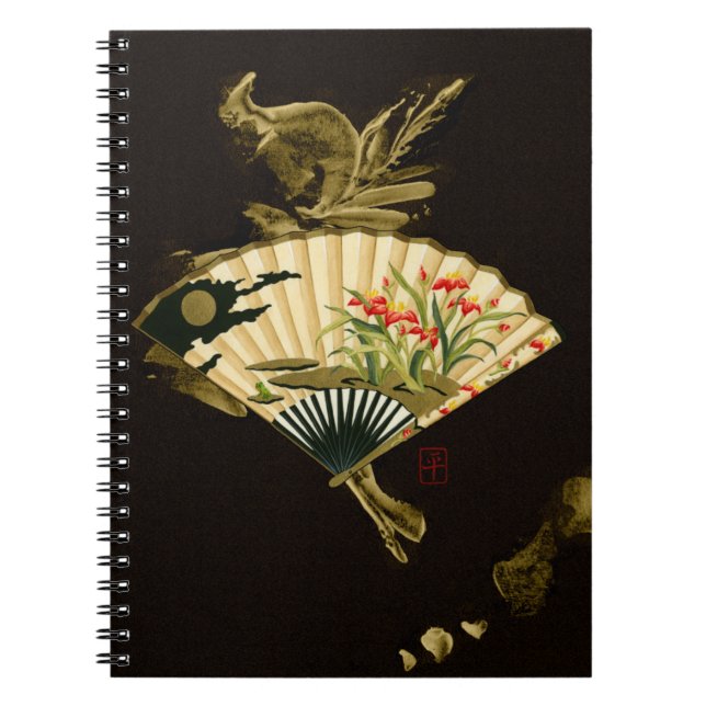 Carnet Ventilateur oriental criblé au design floral (Devant)