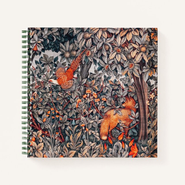 Carnet VERDURE, ANIMAUX FORESTIERS Pheasant, Renard rouge (Devant)