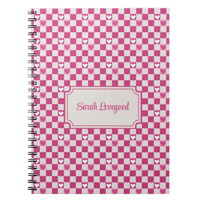 Carnet Vérificateurs et coeurs roses (Devant)