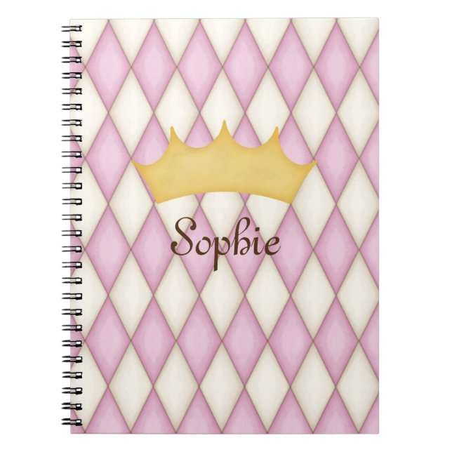 Carnet Vérification Diamant Rose Nom Personnalisé Princes (Devant)