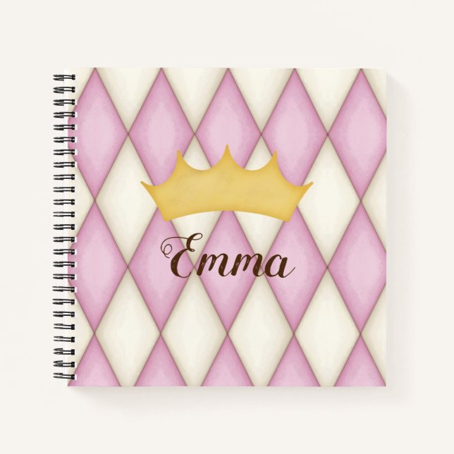 Carnet Vérification Diamant Rose Nom Personnalisé Princes (Devant)