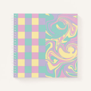 Carnet Vérifications et tourbillons Rose pastel, Jaune, V