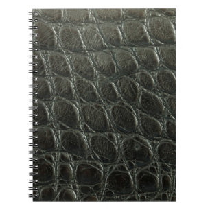 Carnet Véritable alligator noir texture cuir, gros plan 