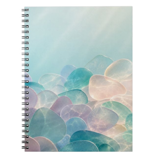 Carnet Verre de mer pastel Aqua Spirale esthétique côtièr (Devant)