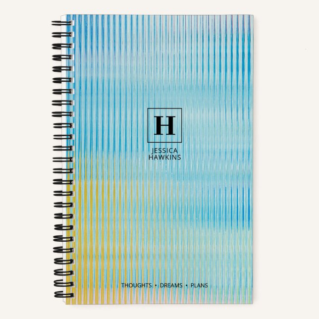 Carnet Verre Prismatique Jaune Bleu Clair Monogramme Clas (Recto)