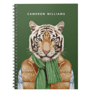 Carnet Vers le bas le tigre de gilet | ajoutent votre nom