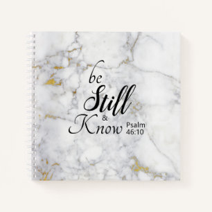 Carnet Verset biblique « Be Still and Know » sur marbre b