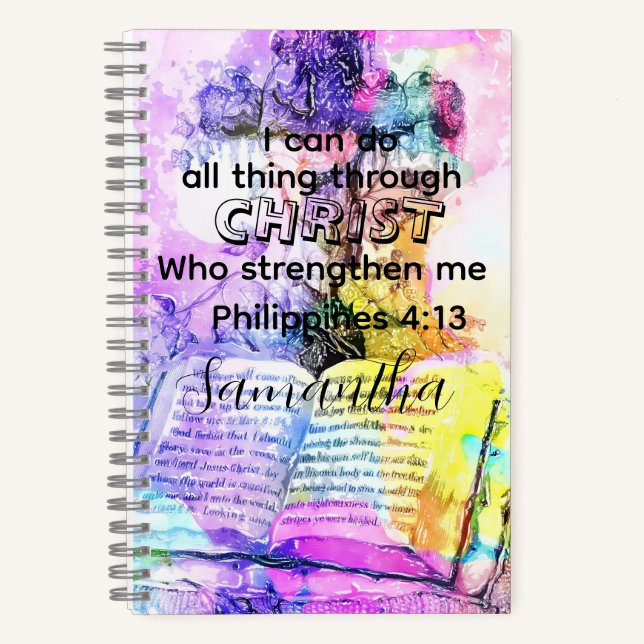 Carnet Verset biblique chrétien de la croix à l'aquarelle (Recto)