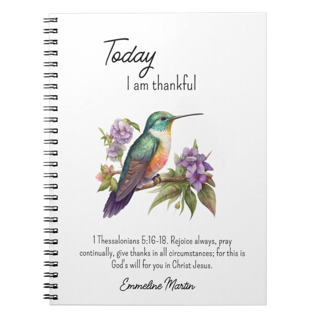 Carnet Verset biblique de gratitude chrétienne Colibri (Devant)