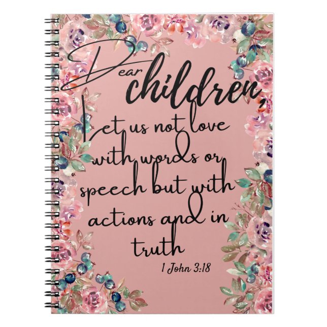 Carnet Versets bibliques pour enfants chéris 1 Jean 3:18 (Devant)