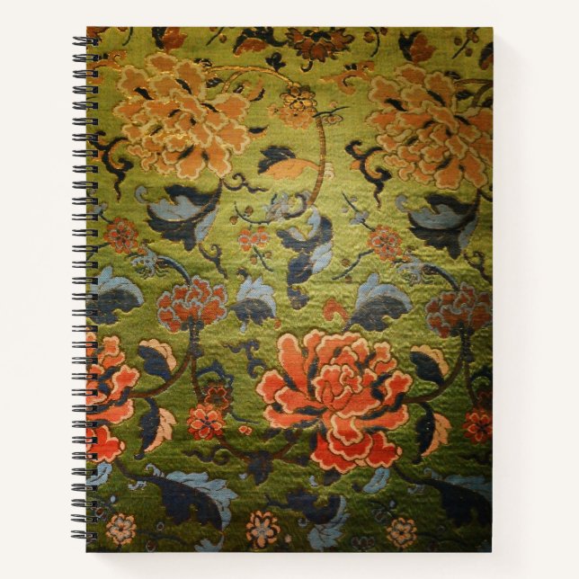 Carnet Vert brocade chinois (Devant)