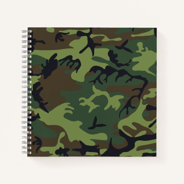 Carnet Vert clair, Vert foncé, Marron, Camouflage noir (Devant)