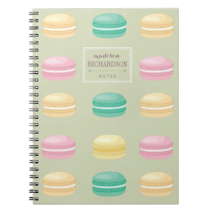 Carnet Vert coloré chic de motif de Macaron de Français