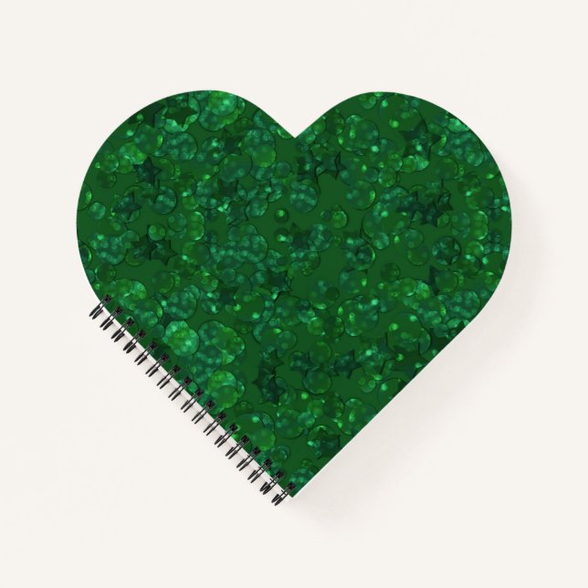 Carnet Vert, confetti, parties scintillant (Devant)