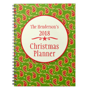 Carnet vert de planificateur de Noël de famille de