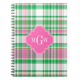Carnet Vert Emeraude Rose Chaud Blanc Madras Prépa Monogr