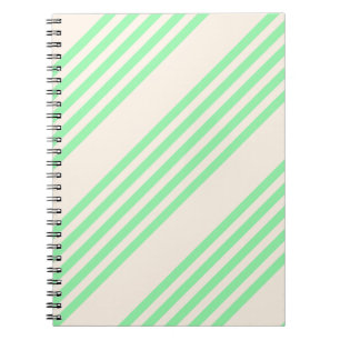 Carnet Vert et beige cinq rayures motif