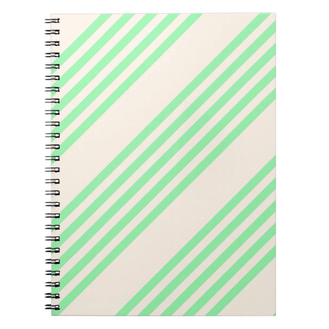 Carnet Vert et beige cinq rayures motif (Devant)