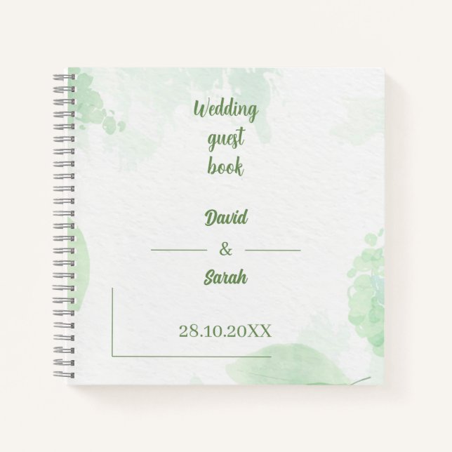Carnet Vert Floral Aquarelle Mariage (Devant)