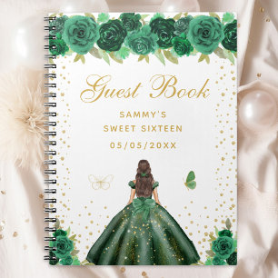 Carnet Vert Floral Brunette Cheveux Princesse Sweet sixte