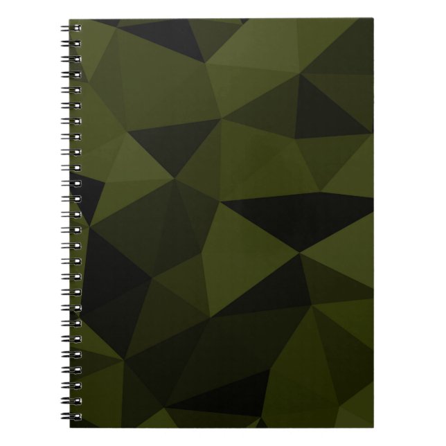 Carnet Vert foncé de l'armée noir motif de maille géométr (Devant)