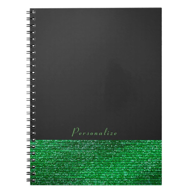 Carnet Vert Lime Moderne Paillettes Élégant Chic Personna (Devant)