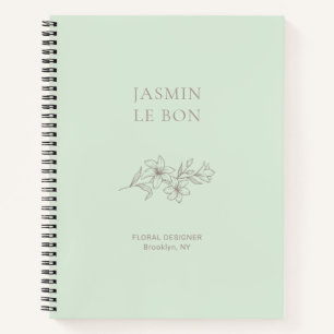 Carnet Vert menthe Chic minimaliste floral