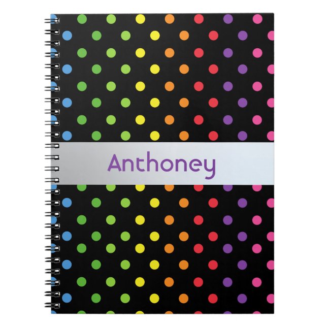 Carnet Vert menthe turquoise bleu rose pois personnalisés (Devant)