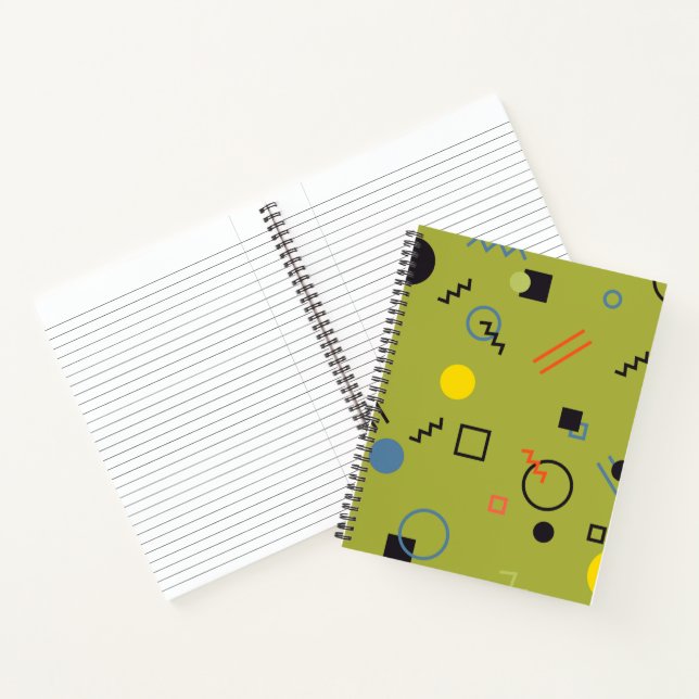 Carnet Vert, moderne, cool, tendance, urbain, Memphis mot (Intérieur)