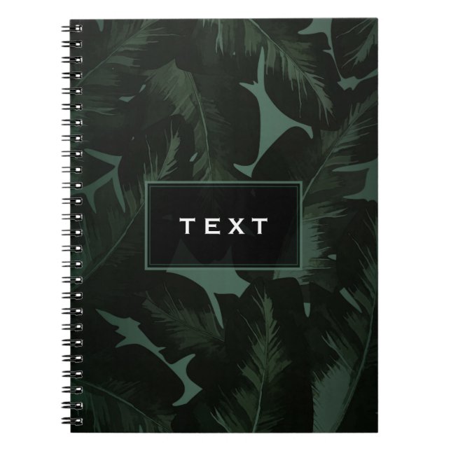 Carnet Vert & Noir Chic Feuilles de Palmier Tropical Chic (Devant)