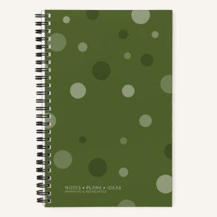Carnet Vert olive foncé pois pop reliure spirale