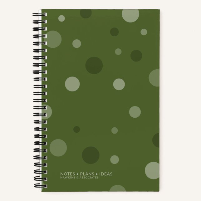 Carnet Vert olive foncé pois pop reliure spirale (Recto)