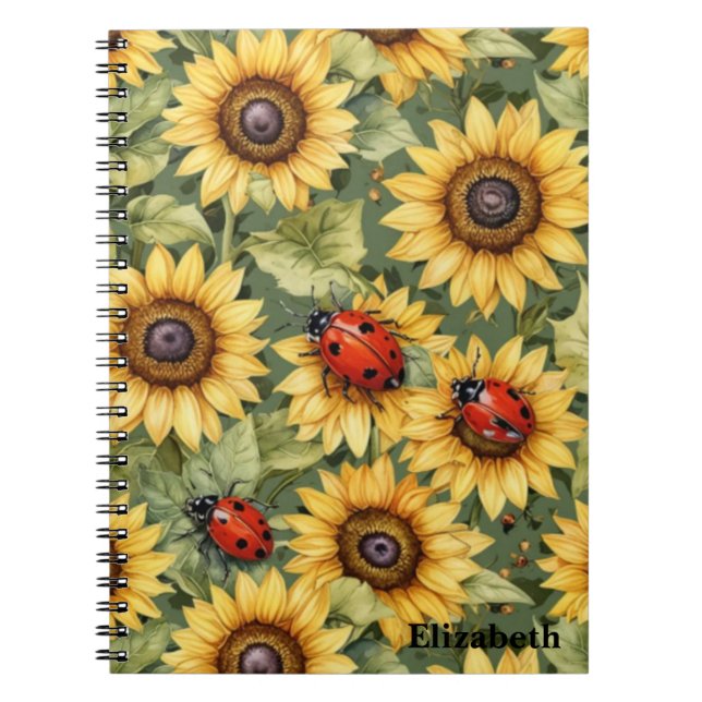 Carnet Vert olive Vert verdure Tournesol Lady Bug Garden  (Devant)
