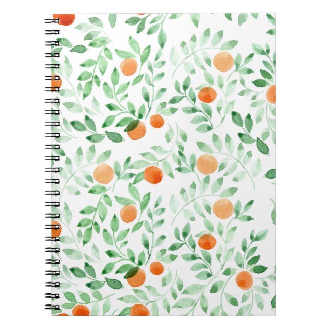 Carnet Vert orange Tangerine Provence Aquarelle (Devant)