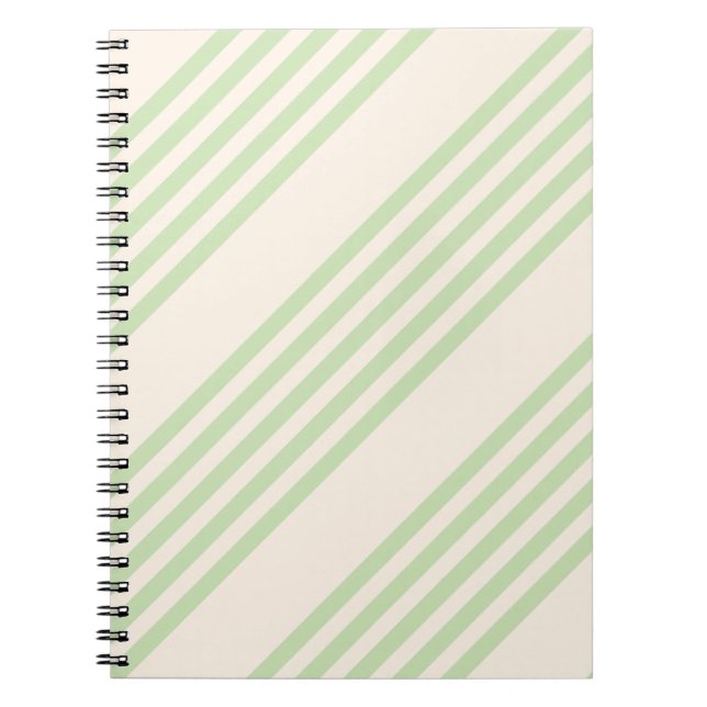 Carnet Vert pâle et beige cinq rayures motif (Devant)