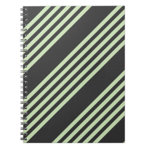 Carnet Vert pâle et charbon cinq bandes motif