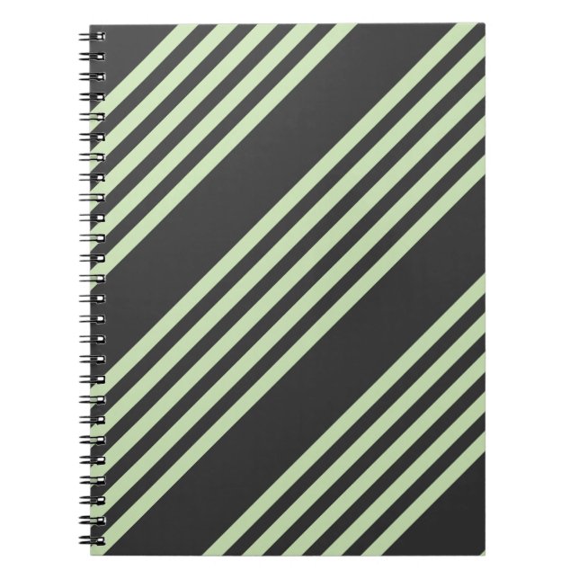 Carnet Vert pâle et charbon cinq bandes motif (Devant)