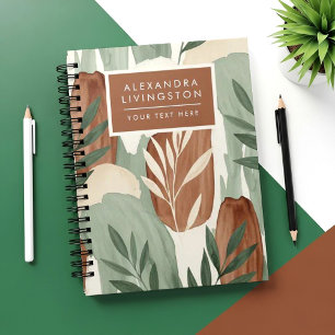 Carnet Vert sauge aquarelle organique et botanique au lai