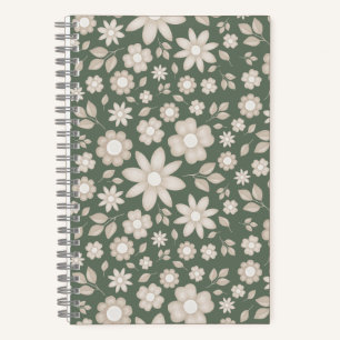 Carnet Vert sauge romantique floral botanique aquarelle