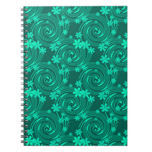 Carnet vert turquoise motif floral clair