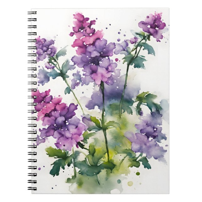 Carnet Verveine - Fleurs aquarelle (Devant)