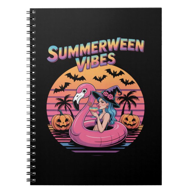 Carnet Vibes de Summerween Sorcière Flamant Rose (Devant)